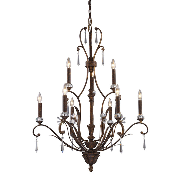 Emilion 9 Light Chandelier In Burnt Bronze