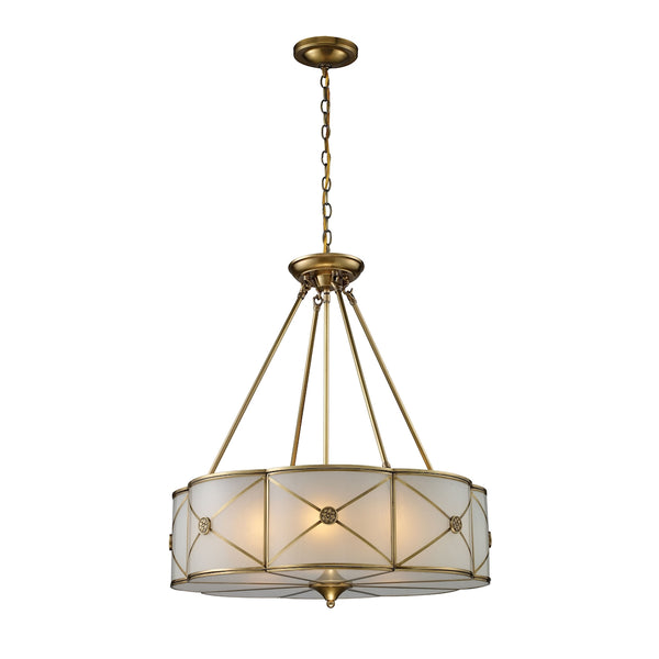 Preston 6 Light Pendant In Brushed Brass