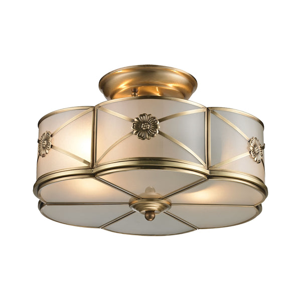 Preston 2 Light Semi Flush In Brushed Brass
