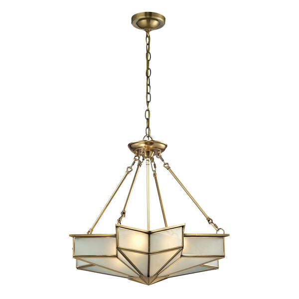 Decostar 4 Light Pendant In Brushed Brass
