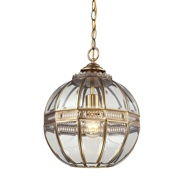 Randolph 1 Light Pendant In Brushed Brass And Clear Glass