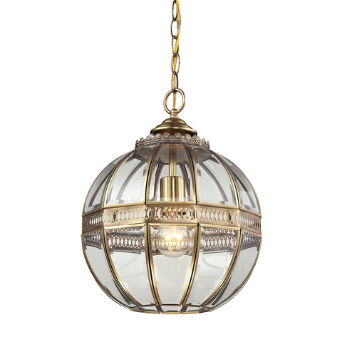 Randolph 1 Light Pendant In Brushed Brass And Clear Glass