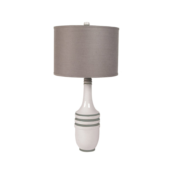 Metro Table Lamp In Milk With Grey Shade