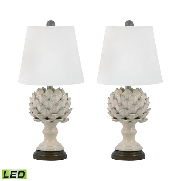 Terra Cotta Artichoke LED Table Lamp In Cream