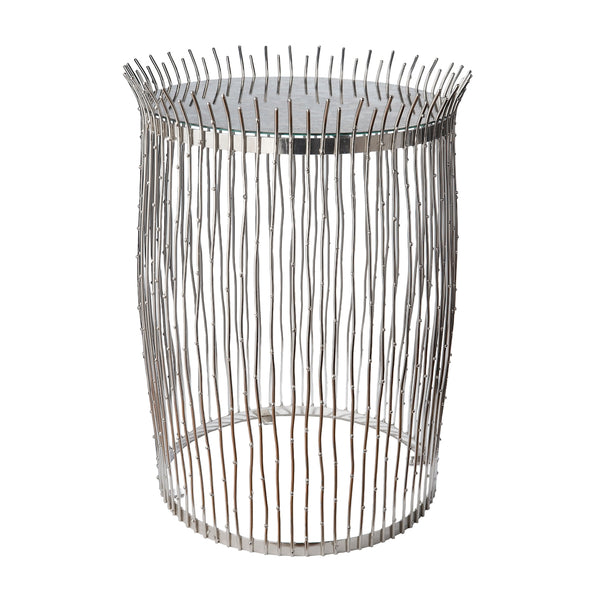 Nickel Dot Wire Table With Aged Mirror