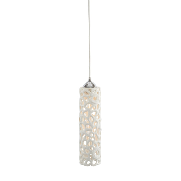 Cholla 1 Light Openwork Ceramic Pendant In White