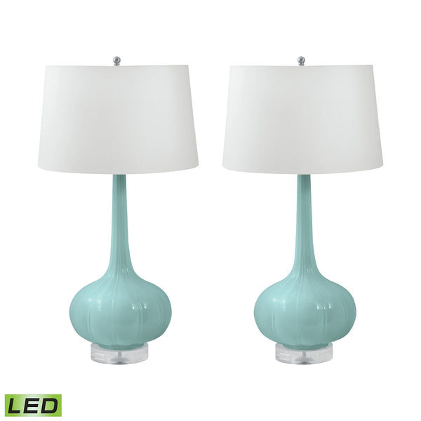 Del Mar Porcelain LED Table Lamp In Mint