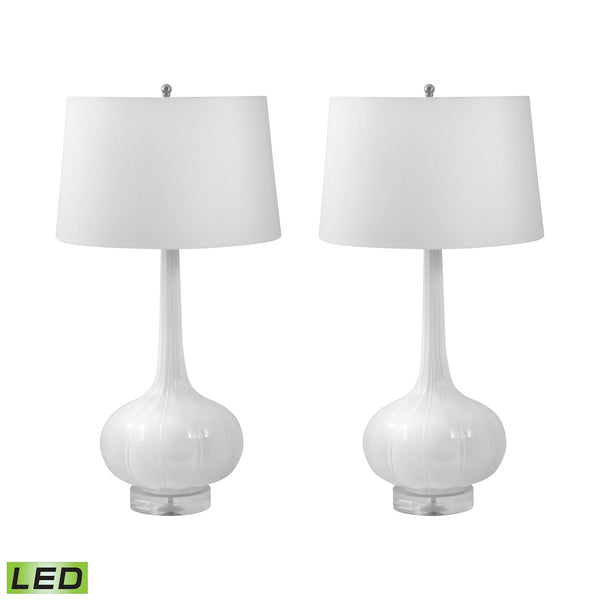 Del Mar Porcelain LED Table Lamp In White