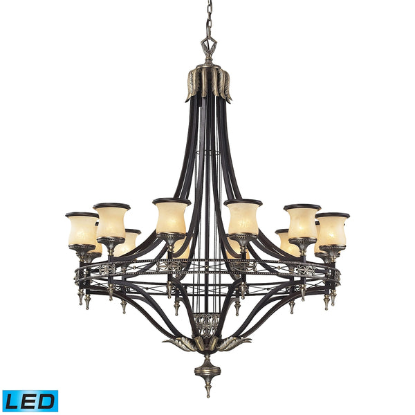 Georgian Court 12 Light LED Chandelier In Antique Bronze And Dark Umber