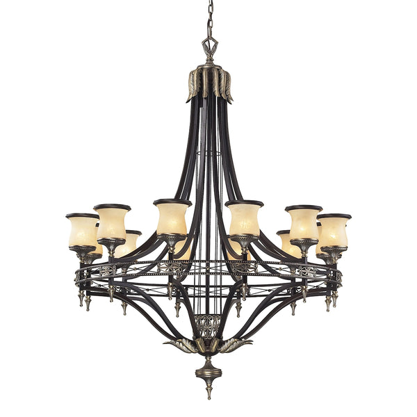 Georgian Court 12 Light Chandelier In Antique Bronze And Dark Umber