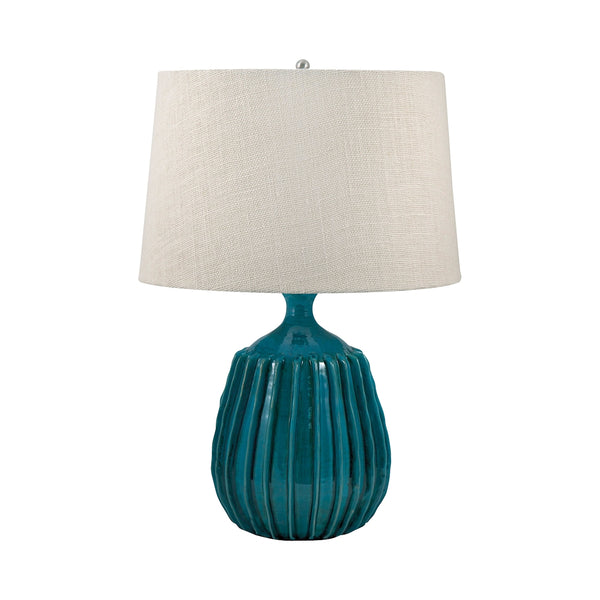 Ribbed Terra Cotta Table Lamp In Sky Blue