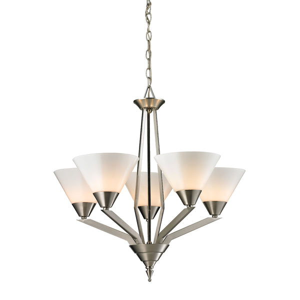 Tribecca 5 Light Chandelier In Brushed Nickel