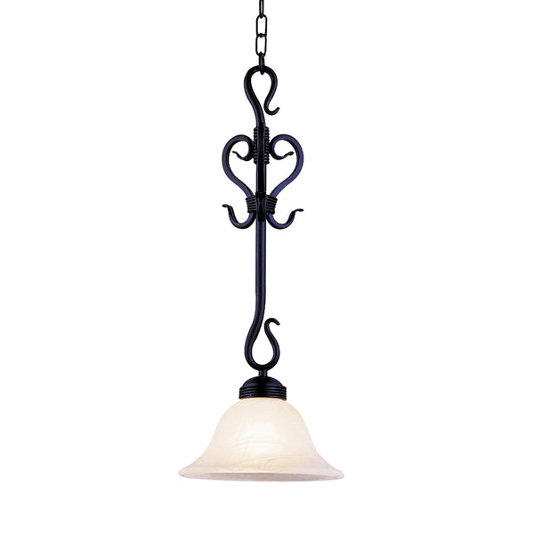 Buckingham 1 Light Pendant In Matte Black And White Faux Marble Glass