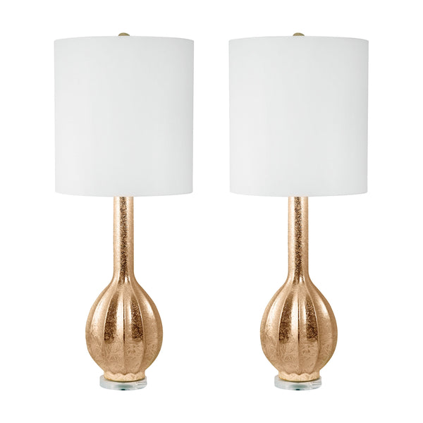 Glam Fluted Gourd Ceramic Table Lamp