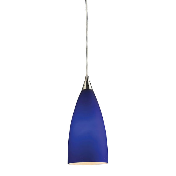 Vesta 1 Light Pendant In Satin Nickel And White Glass