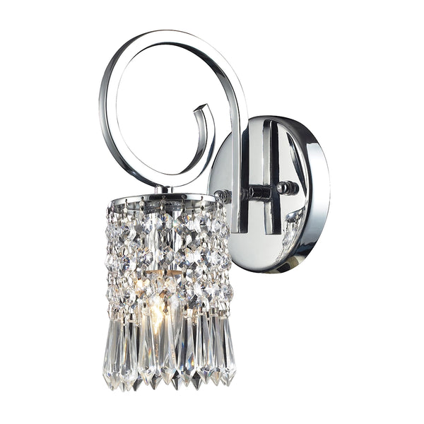 Optix 1 Light Wall Sconce In Polished Chrome And Clear Crystal