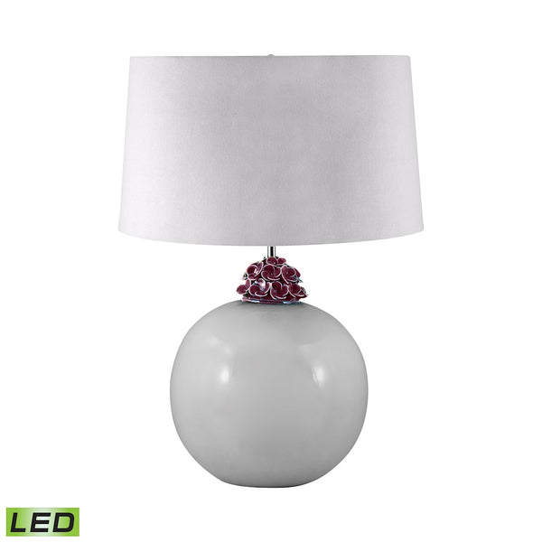 Ceramic Ball LED Table Lamp In White And Amethyst