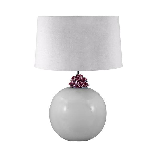 Ceramic Ball Table Lamp In White And Amethyst