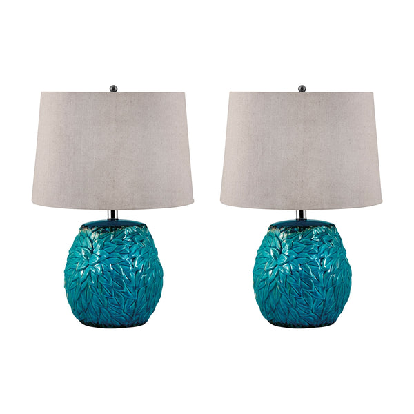 Aqua Leaf Terra Cotta Table Lamp