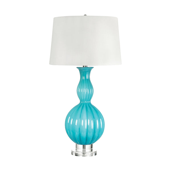 Glass Gourd Table Lamp In Powder Blue
