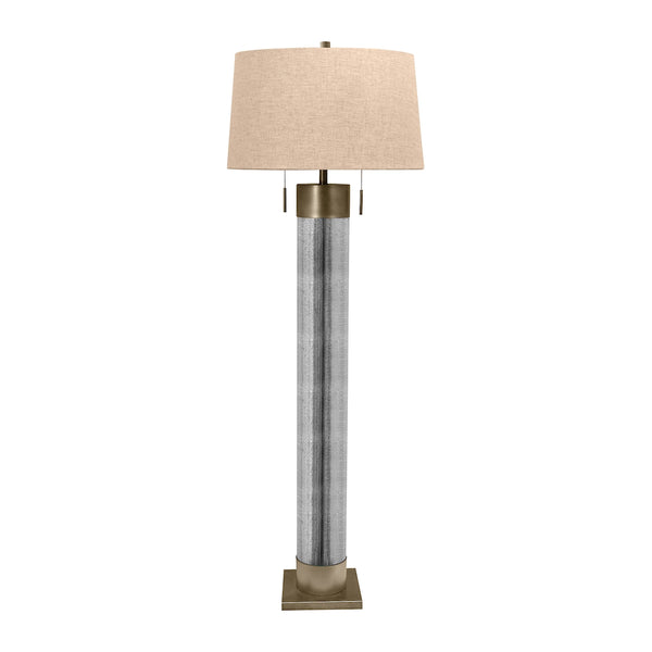 Mercury Glass Cylinder Floor Lamp With Antiqued Brass Accents