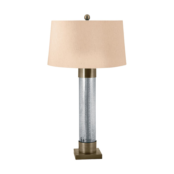 Mercury Glass Cylinder Table Lamp With Antiqued Brass Accents