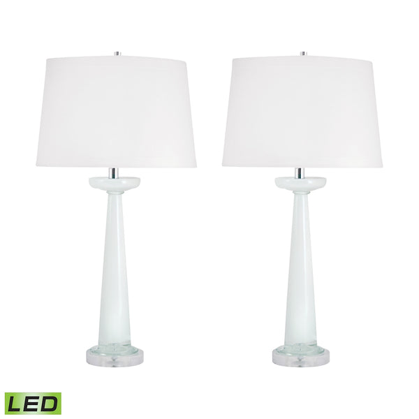 Luna Glass LED Table Lamp In White