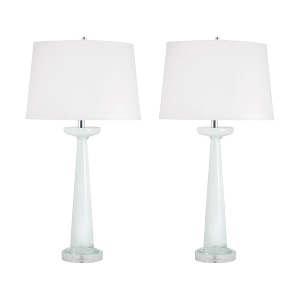 Luna Glass Table Lamps In White - Set of 2