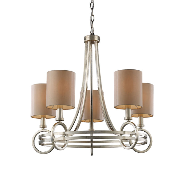 New York 5 Light Chandelier In Renaissance Silver Leaf
