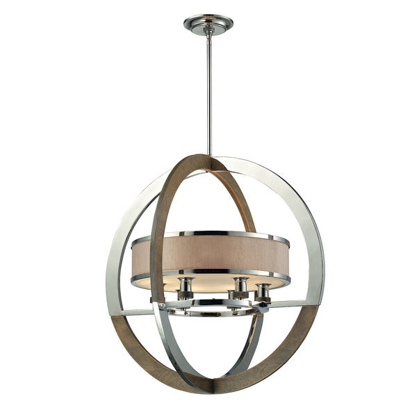 Crestwood 6 Light Pendant In Polished Nickel And Chestnut