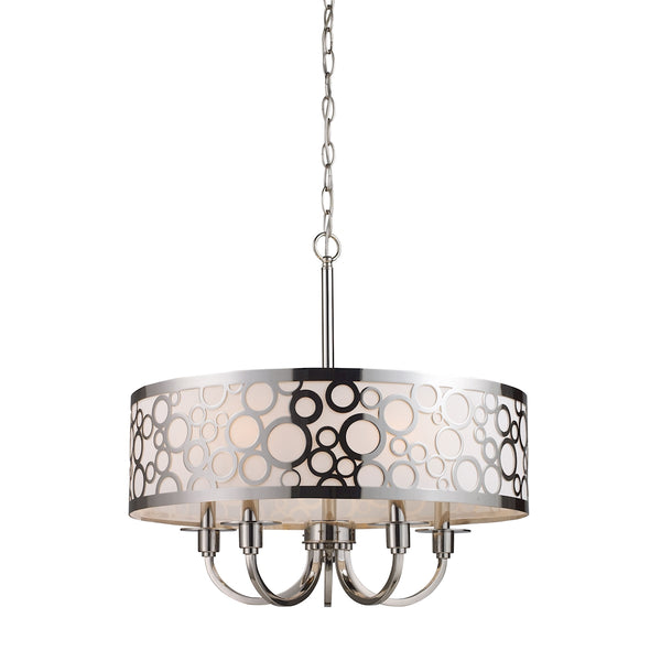 Retrovia 5 Light Chandelier In Polished Nickel