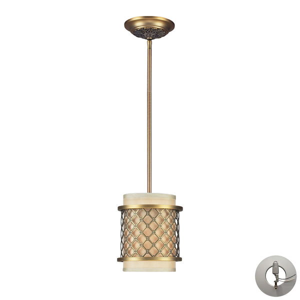 Chester 1 Light Pendant In Brushed Antique Brass - Includes Recessed Lighting Kit