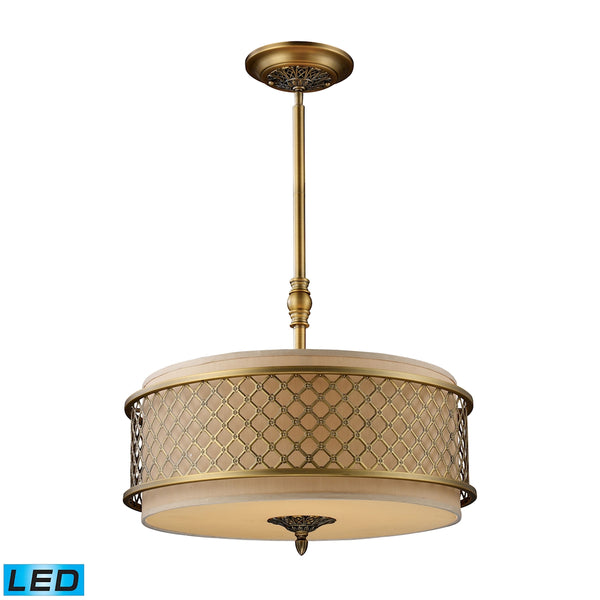 Chester 4 Light LED Pendant In Brushed Antique Brass
