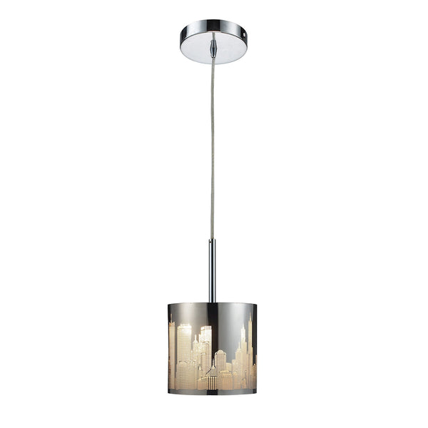 Skyline 1 Light Pendant In Polished Stainless Steel