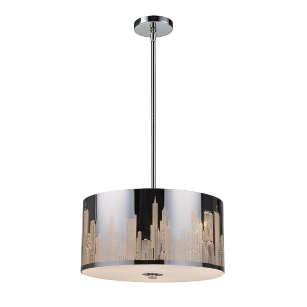 Skyline 3 Light Pendant In Polished Stainless Steel