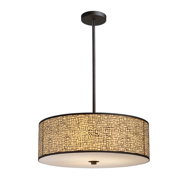 Medina 5-Light Pendant In Aged Bronze With Amber Diffuser