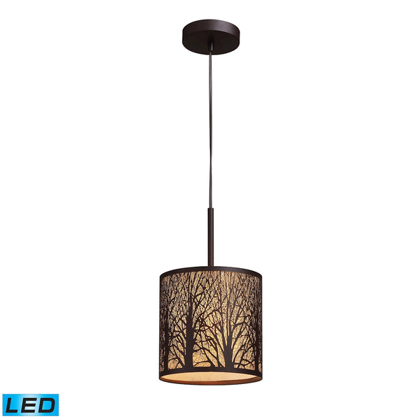 Woodland Sunrise 1 Light LED Pendant In Aged Bronze