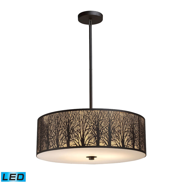 Woodland Sunrise 5 Light LED Pendant In Aged Bronze