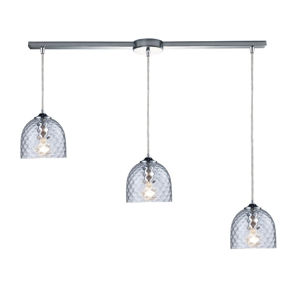 Viva 3 Light Pendant In Polished Chrome And Clear Glass