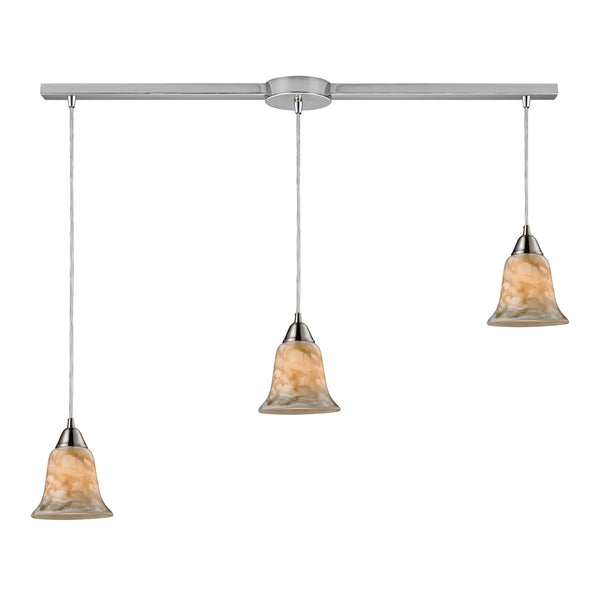 Confections 3 Light Pendant In Satin Nickel And Nougat Glass