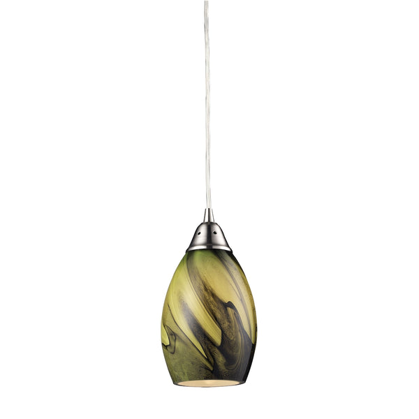 Formations 1 Light LED Pendant In Satin Nickel And Planetary Glass