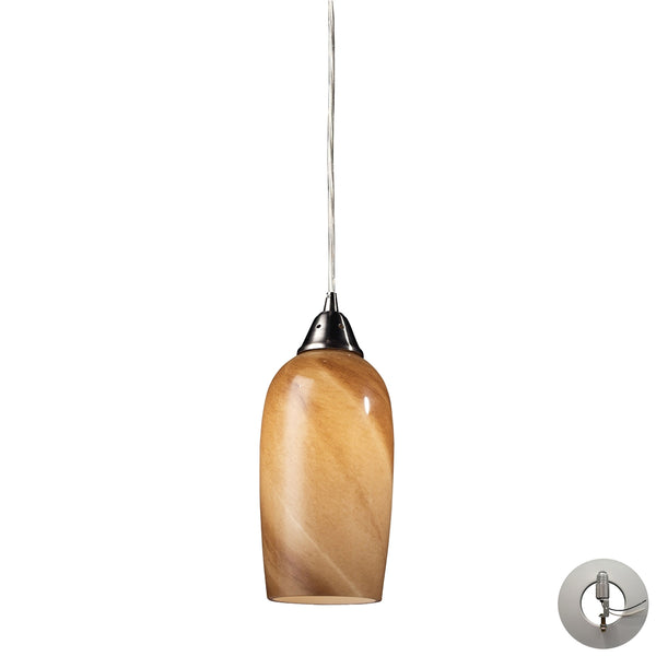 Sandstone 1 Light Pendant In Satin Nickel - Includes Recessed Lighting Kit