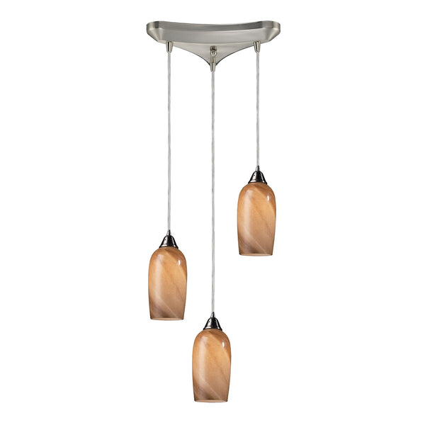 Sandstone 3 Light Pendant In Satin Nickel