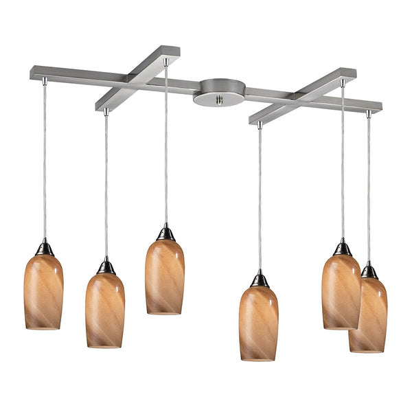 Sandstone 6 LED Light Pendant In Satin Nickel