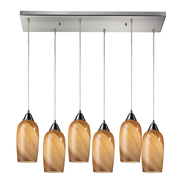 Sandstone 6 Light Pendant In Satin Nickel