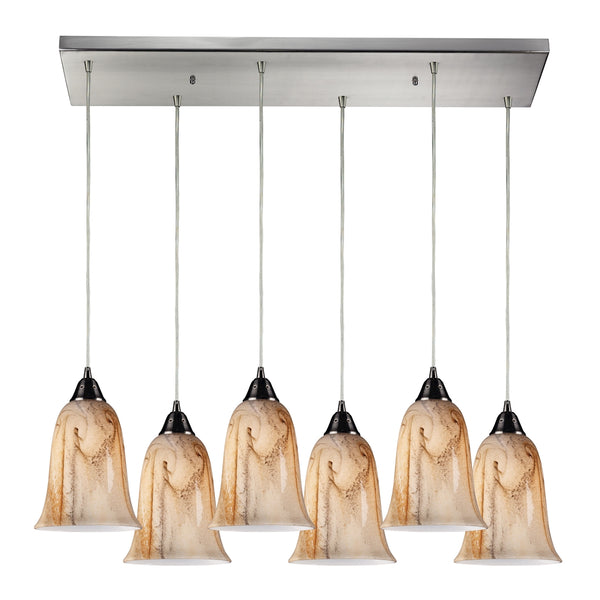 Granite 6 Light Pendant In Satin Nickel
