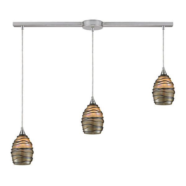 Vines 3 Light Pendant In Satin Nickel
