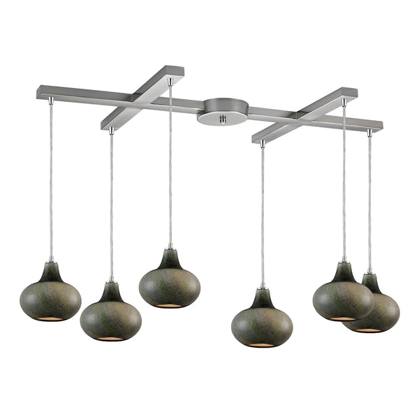 Kaolin 6 Light Pendant In Satin Nickel