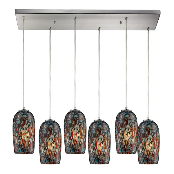 Collage 6 LED Light Pendant In Satin Nickel