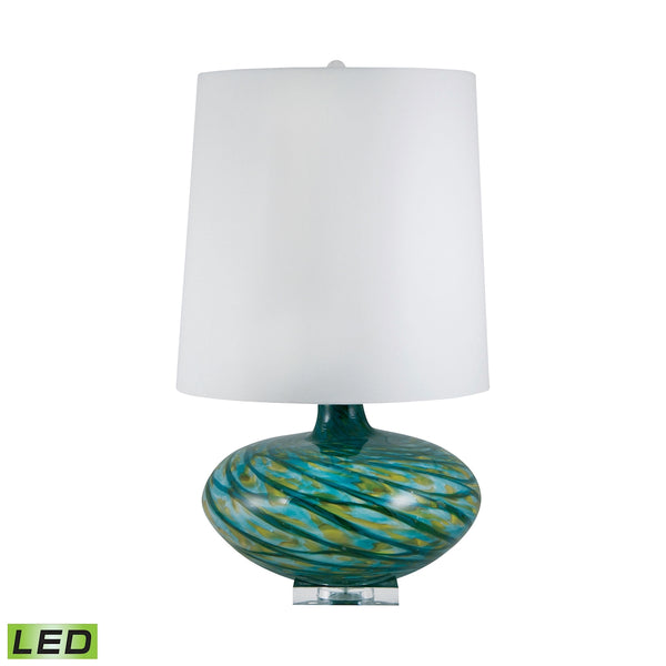 Big Bang Blown Glass LED Table Lamp In Blue Swirl